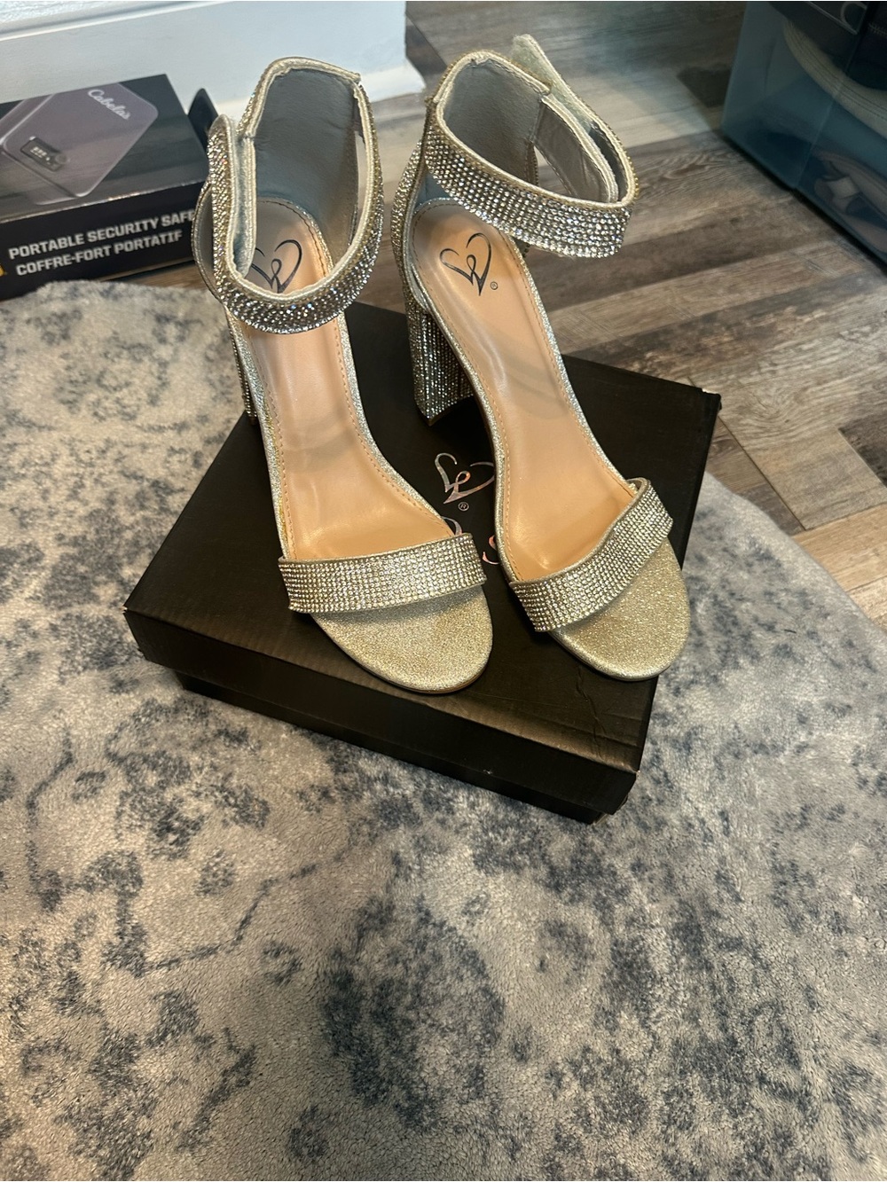 Windsor Rhinestone Block Heel Sandals - Gold - Picture 2 of 4